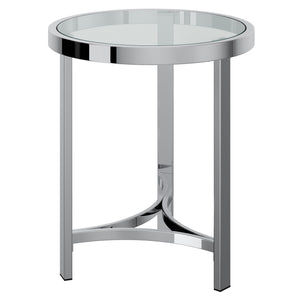 Worldwide Home Furnishings Strata-accent Stylish Round Chrome Table With Tempered Glass Top - Perfect For Any Space Decor! Chrome Metal,Glass 501-746