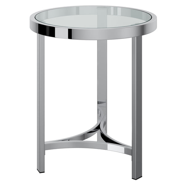 Worldwide Home Furnishings Strata-accent Stylish Round Chrome Table With Tempered Glass Top - Perfect For Any Space Decor! Chrome Metal,Glass 501-746