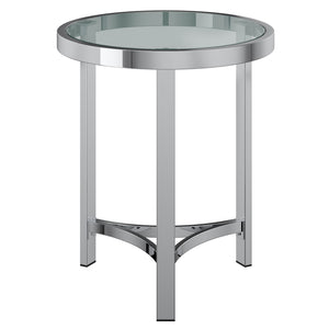 Worldwide Home Furnishings Strata-accent Stylish Round Chrome Table With Tempered Glass Top - Perfect For Any Space Decor! Chrome Metal,Glass 501-746