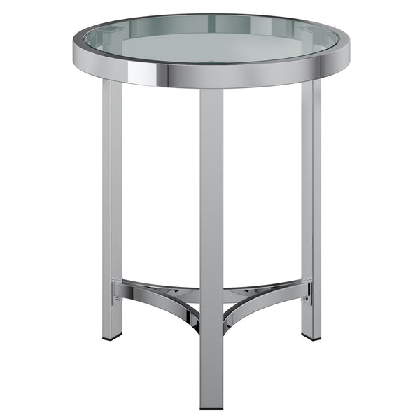 Worldwide Home Furnishings Strata-accent Stylish Round Chrome Table With Tempered Glass Top - Perfect For Any Space Decor! Chrome Metal,Glass 501-746