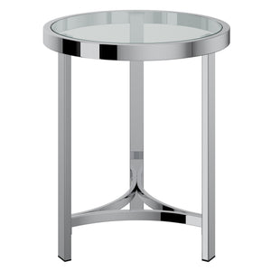 Worldwide Home Furnishings Strata-accent Stylish Round Chrome Table With Tempered Glass Top - Perfect For Any Space Decor! Chrome Metal,Glass 501-746