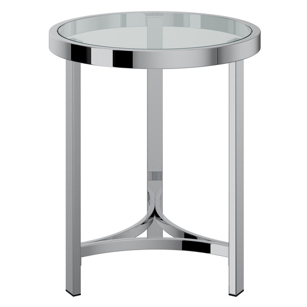 Worldwide Home Furnishings Strata-accent Stylish Round Chrome Table With Tempered Glass Top - Perfect For Any Space Decor! Chrome Metal,Glass 501-746