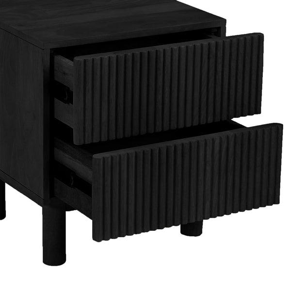 Worldwide Home Furnishings Sangra-2 Elegant 2-drawer Accent Table For Modern Spaces - Sustainable Mango Wood Design Black Solid Wood 501-751dr_Blk