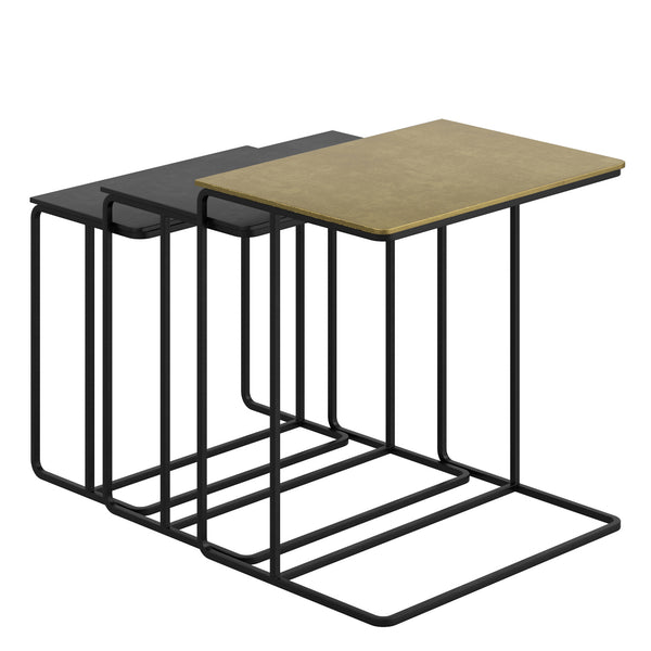Worldwide Home Furnishings Bristol-3pc Nesting Accent Tables - Industrial Chic Design In Antique Gold & Black Finish Set Antique Gold,Black Cast Aluminum 501-855gl_Bk