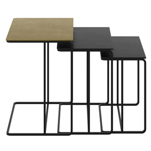 Worldwide Home Furnishings Bristol-3pc Nesting Accent Tables - Industrial Chic Design In Antique Gold & Black Finish Set Antique Gold,Black Cast Aluminum 501-855gl_Bk
