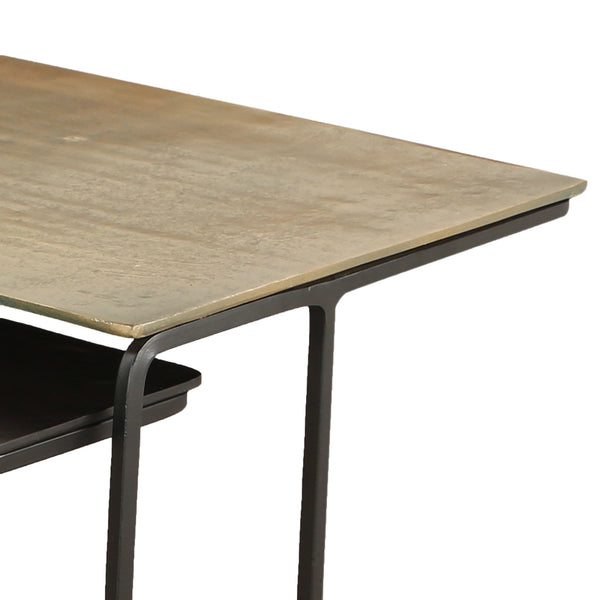 Worldwide Home Furnishings Bristol-3pc Nesting Accent Tables - Industrial Chic Design In Antique Gold & Black Finish Set Antique Gold,Black Cast Aluminum 501-855gl_Bk