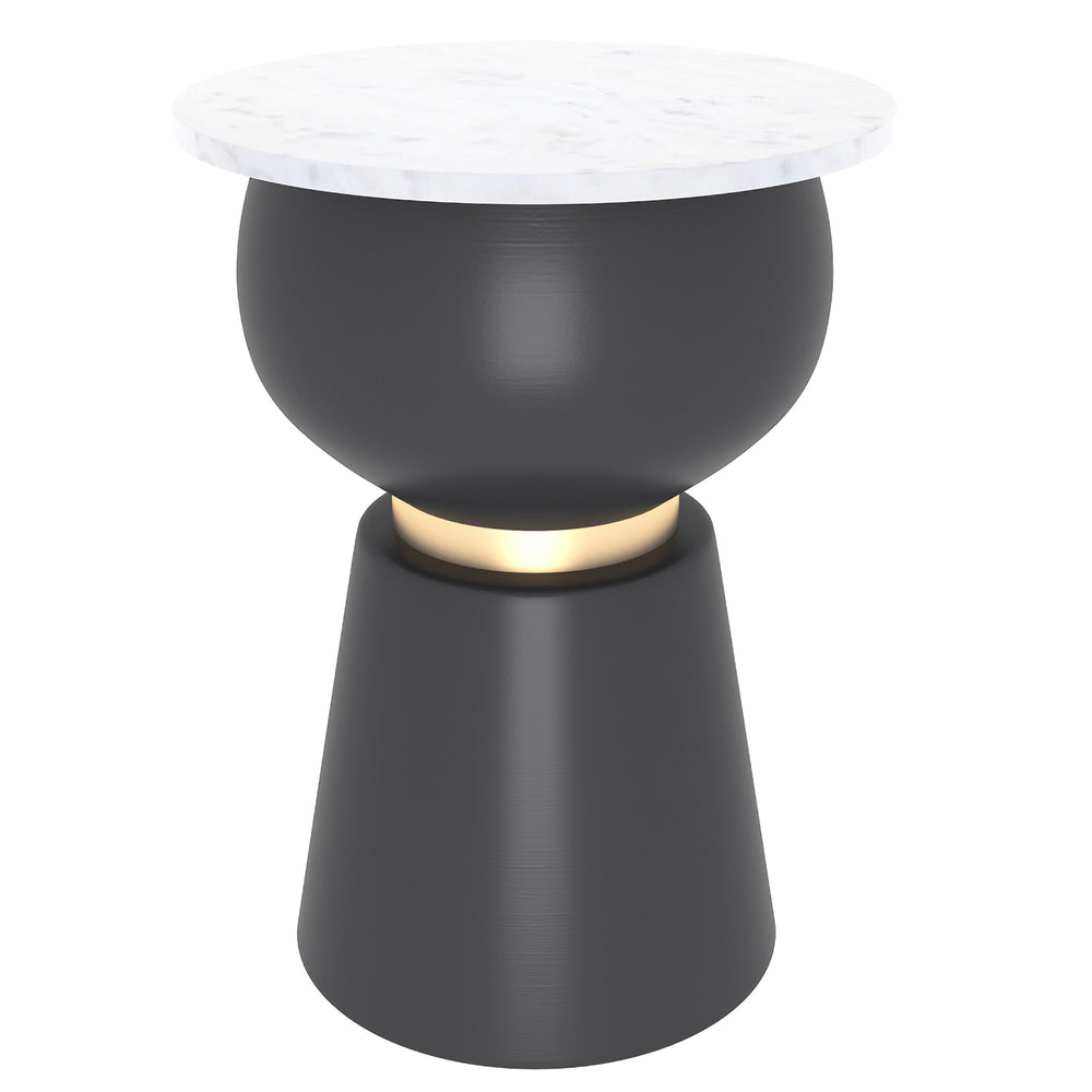Worldwide Home Furnishings Alora-accent Table - Versatile White Marble & Black Iron Design With Brushed Gold Touch For Home Decor Black,White,Brushed Gold Marble,Metal 501-924wt