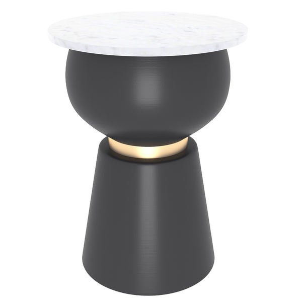 Worldwide Home Furnishings Alora-accent Table - Versatile White Marble & Black Iron Design With Brushed Gold Touch For Home Decor Black,White,Brushed Gold Marble,Metal 501-924wt