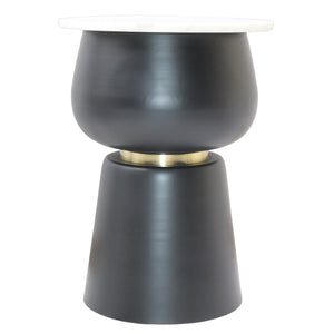 Worldwide Home Furnishings Alora-accent Table - Versatile White Marble & Black Iron Design With Brushed Gold Touch For Home Decor Black,White,Brushed Gold Marble,Metal 501-924wt
