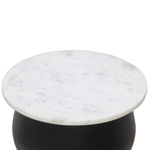 Worldwide Home Furnishings Alora-accent Table - Versatile White Marble & Black Iron Design With Brushed Gold Touch For Home Decor Black,White,Brushed Gold Marble,Metal 501-924wt