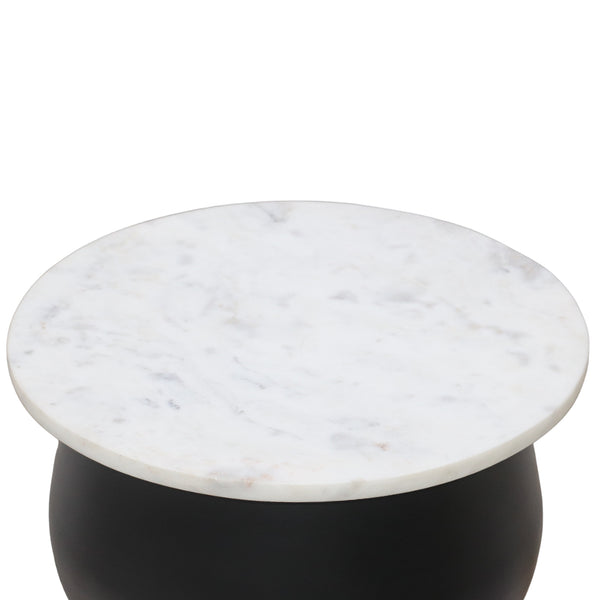 Worldwide Home Furnishings Alora-accent Table - Versatile White Marble & Black Iron Design With Brushed Gold Touch For Home Decor Black,White,Brushed Gold Marble,Metal 501-924wt