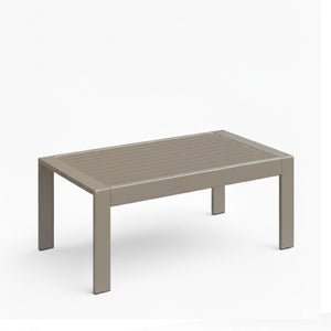 English Elm 43" Outdoor Coffee Table with Wood Grain Top on Powder Coated Iron for Patio Lounging Khaki B082P455113