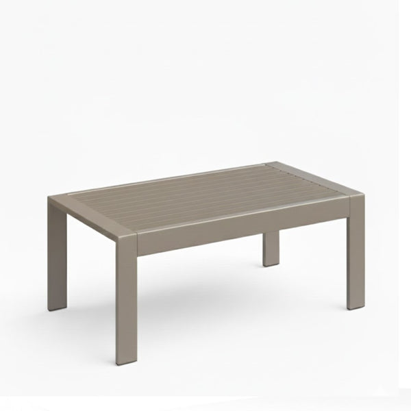 English Elm 43" Outdoor Coffee Table with Wood Grain Top on Powder Coated Iron for Patio Lounging Khaki B082P455113