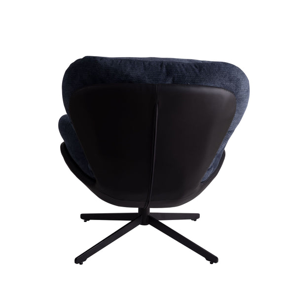 English Elm Christopher Knight Home® - 360° Swivel Office Chair Chenille and Faux Leather Accent with Metal Base, Ergonomic Plush Seating for Home and Office Black,Navy Blue N817P205024B