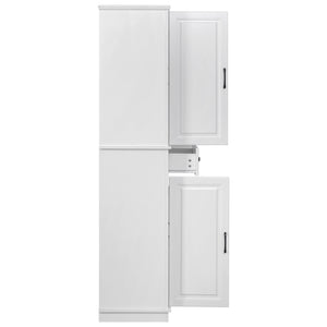 English Elm K&K 71" Tall Farmhouse Pantry Cabinet with Groove Edges, 3 Pull-Out Organizers, 6 Door Shelves White N707P256507W