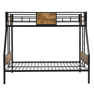 English Elm Twin Over Full Metal Bunk Bed with Trundle, Space-Saving Platform, Built-In Storage & Guardrail Black+Brown 80.51 L x 13.98 W x 7.16 H W2297P217826