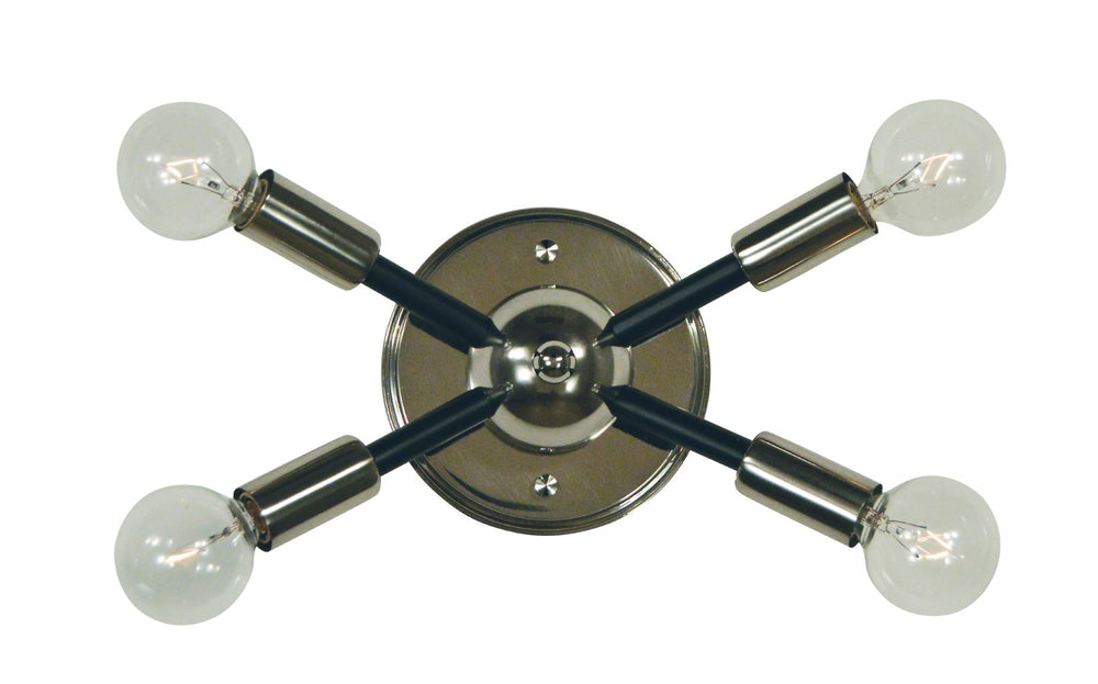 Framburg 4-light Simone Sconce - Unique American-made Vanity Lighting For A Playful And Stylish Home Decor Polished Nickel With Matte Black Accents Metal 5014 Pn/Mblack