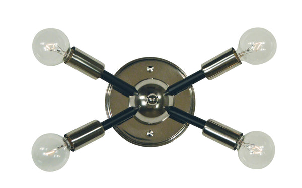 Framburg 4-light Simone Sconce - Unique American-made Vanity Lighting For A Playful And Stylish Home Decor Polished Nickel With Matte Black Accents Metal 5014 Pn/Mblack