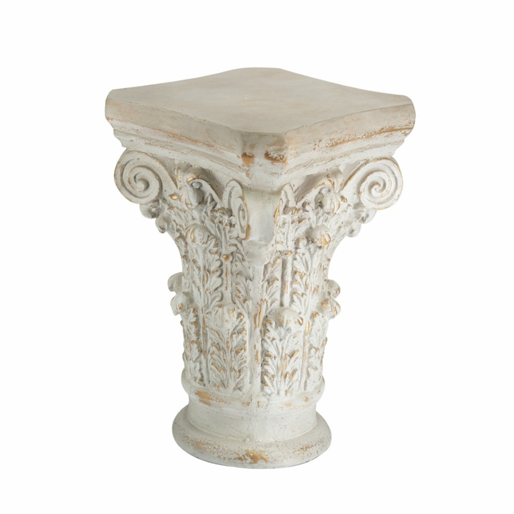 English Elm 16x16x24.5" Classical Scrollwork Pedestal with Distressed Gold Accents for Elegant Displays W2078P484428