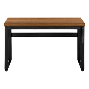 English Elm Computer Desk - Adjustable Height, Contemporary Walnut Laminate & Black Metal, Perfect For Small Spaces B2710P219890