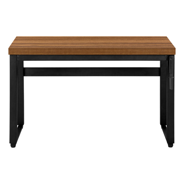 English Elm Computer Desk - Adjustable Height, Contemporary Walnut Laminate & Black Metal, Perfect For Small Spaces B2710P219890