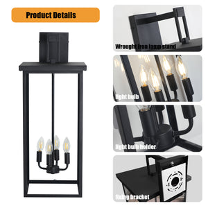 English Elm 30"(H) Elegant 4-Light Black Outdoor Wall Lantern Sconce Frosted Glass Weatherproof Porch Light W2312P374781