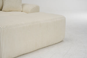 English Elm Oversized corduroy chaise lounge with ottoman, plush boneless sofa, ergonomic pillows for relaxing comfort Beige W1901P278402