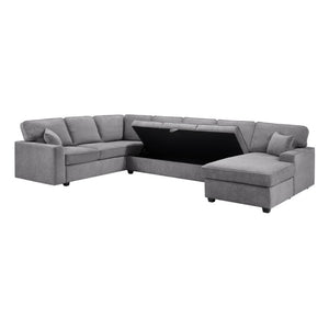 English Elm Samira Chenille Sectional with Chaise Underseat Storage and Pocket Coil Cushions B2749S00263