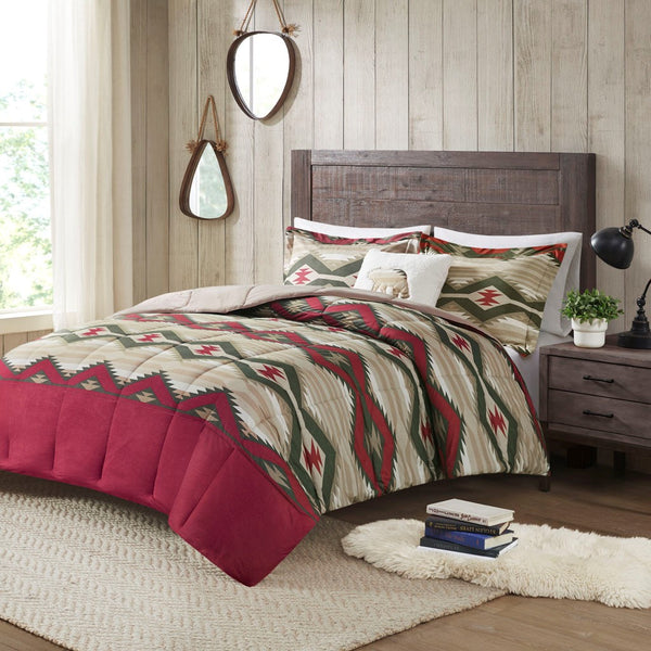 English Elm King Southwest-Inspired Comforter Set With Sherpa Pillow - Cozy Lodge Style For Year-Round Comfort B035P148496