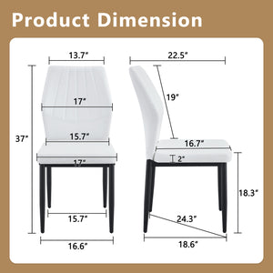 English Elm Set of 6 ergonomic dining chairs with shell-pattern back, 37" height, breathable tech fabric, sturdy metal legs and adjustable anti-slip feet for stable, comfortable seating during meals White+Black W1151P359600