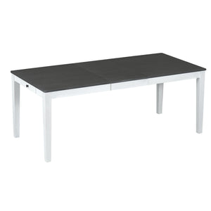 English Elm TOPMAX Rustic 7-Piece Solid Wood Extendable Dining Set with 18" Removable Leaf, 6 Upholstered Chairs, 2 Drawers Dark Gray,White SP000078AAE