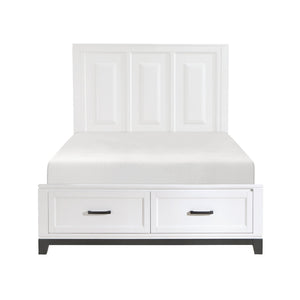 English Elm White Garretson Queen Platform Bed with Built-In Storage Drawers Rustic-Transitional Wood Frame White 71.25 L x 38.5 W x 4.5 H B011S01491