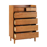 30" Solid Wood 6-Drawer Chest with Gallery BR6DRLEEDRCA-T Caramel BR6DRLEEDRCA-T Walker Edison