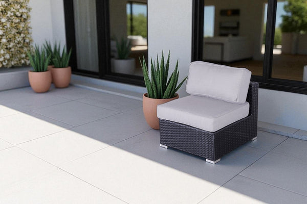 English Elm Minnesota Armless Outdoor Chairs Set - Modern Black Wicker With Plush Cushions For Stylish Comfort B120P233810