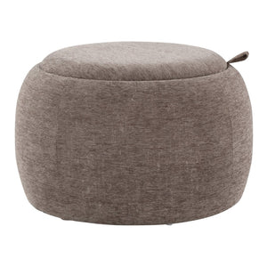 English Elm Tray Pouf Ottoman: Versatile Brown Fabric & Natural Wood Storage, Ideal For Modern Living Spaces B202P223753-GIGA