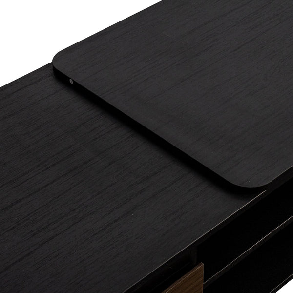 English Elm Extendable Wood Coffee Table with 2 Drawers, Adjustable Width Expandable Center Table for Living Room W331P262583