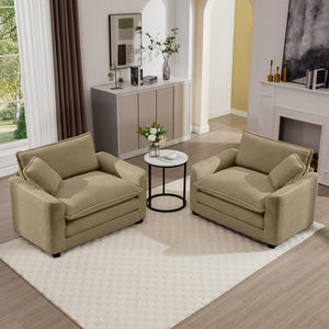 English Elm Luxurious Deep Seated Sofa Set With 2 Chairs In Tan Corduroy - Perfect For Modern Living Spaces! W714S00784