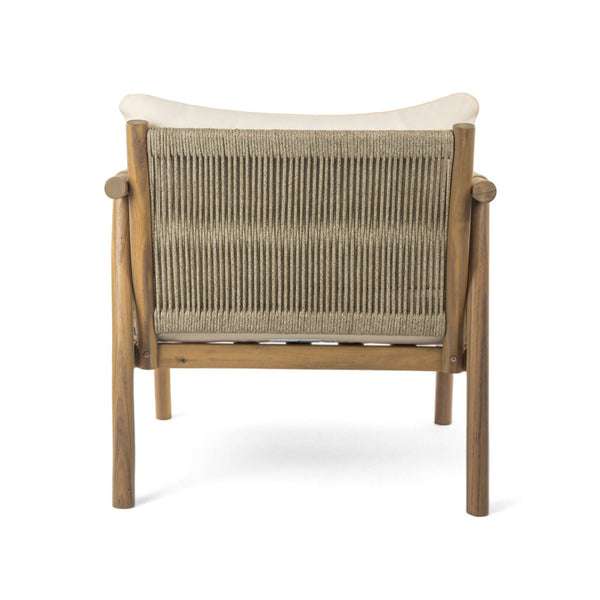 English Elm 28" Woven Outdoor Lounge Chair Solid Wood Frame Polyester Cushions Patio Garden N767P375341T