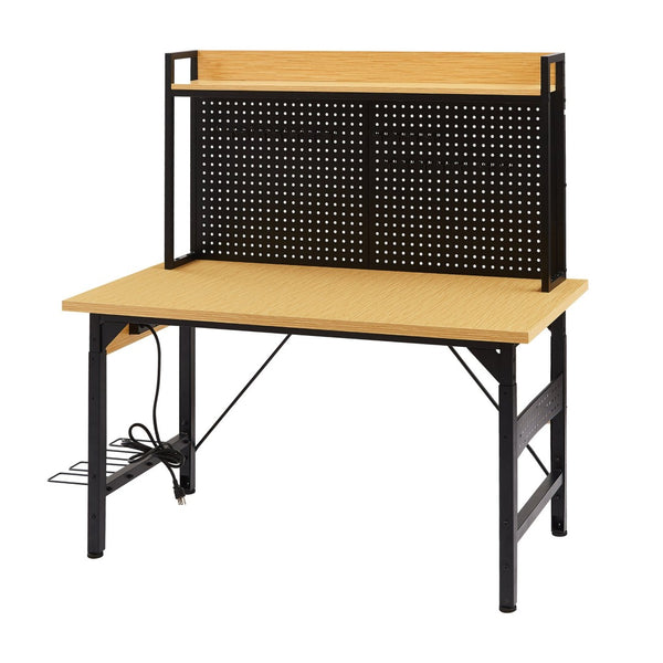 English Elm 48''adjustable Rolling Workbench Steel Frame Pegboard Outlets Garage Workshop W1162P223029