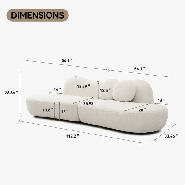 English Elm Modern Curved Modular Sofa - Elegant Boucle 3-Seat Design For Living Rooms, Easy Assembly & Comfort W2664S00038