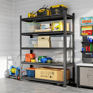 English Elm Garage Steel Five Tier Heavy Duty Shelving Unit with Adjustable Open Shelves for Storage W1831P369625