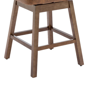 English Elm United We Win Quilted Microsuede Swivel Barstool with Wood Legs and Gold Rivet Trim W1568P361710