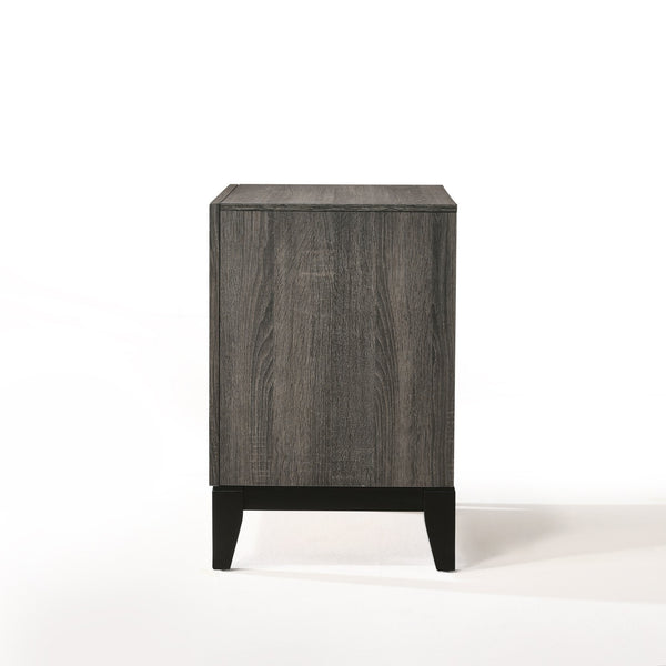 English Elm Weathered Weathered Grey 2-Drawer Nightstand with Rustic Finish, Ample Storage, Compact 25"H x 24"W B062P209015