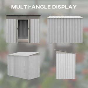 English Elm Outsunny 7' X 4' Metal Lean-To Garden Shed, Secure Outdoor Storage With Double Doors & Vents W2225P174113-GIGA