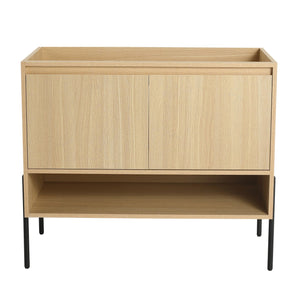 English Elm 36" Freestanding Bathroom Vanity Cabinet, 2 Soft-Close Doors, KD Packing, No Sink Included, Modern Storage Solution W1972P199461
