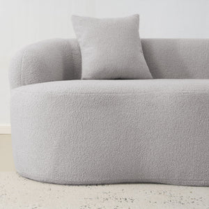 English Elm Grey Curved Loveseat Sofa with Round Armrest, Plush Foam+Spring Comfort, 2 Pillows, No Assembly W3612P332453