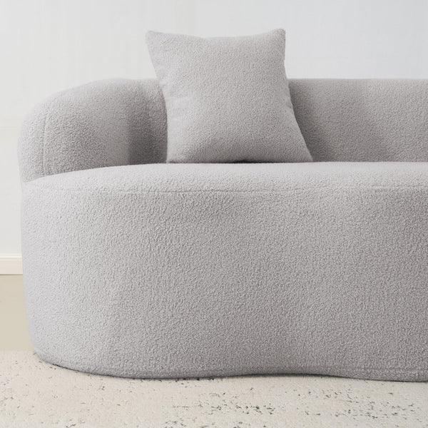 English Elm Grey Curved Loveseat Sofa with Round Armrest, Plush Foam+Spring Comfort, 2 Pillows, No Assembly W3612P332453