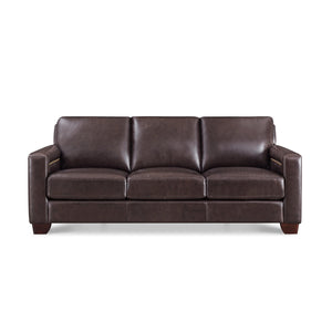English Elm Alice Premium Leather Sofa Brown — Top-Grain Seating, Pocket Coil Comfort, Memory Foam, Kiln-Dried Frame B2705P338107