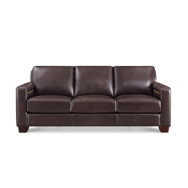 English Elm Alice Premium Leather Sofa Brown — Top-Grain Seating, Pocket Coil Comfort, Memory Foam, Kiln-Dried Frame B2705P338107
