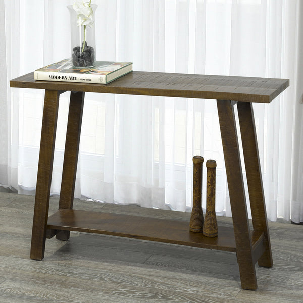 Worldwide Home Furnishings Volsa-console Table - Elegant Mango Wood Design With 2-tier Storage For Home Décor & Organization Walnut Solid Wood 502-118wal